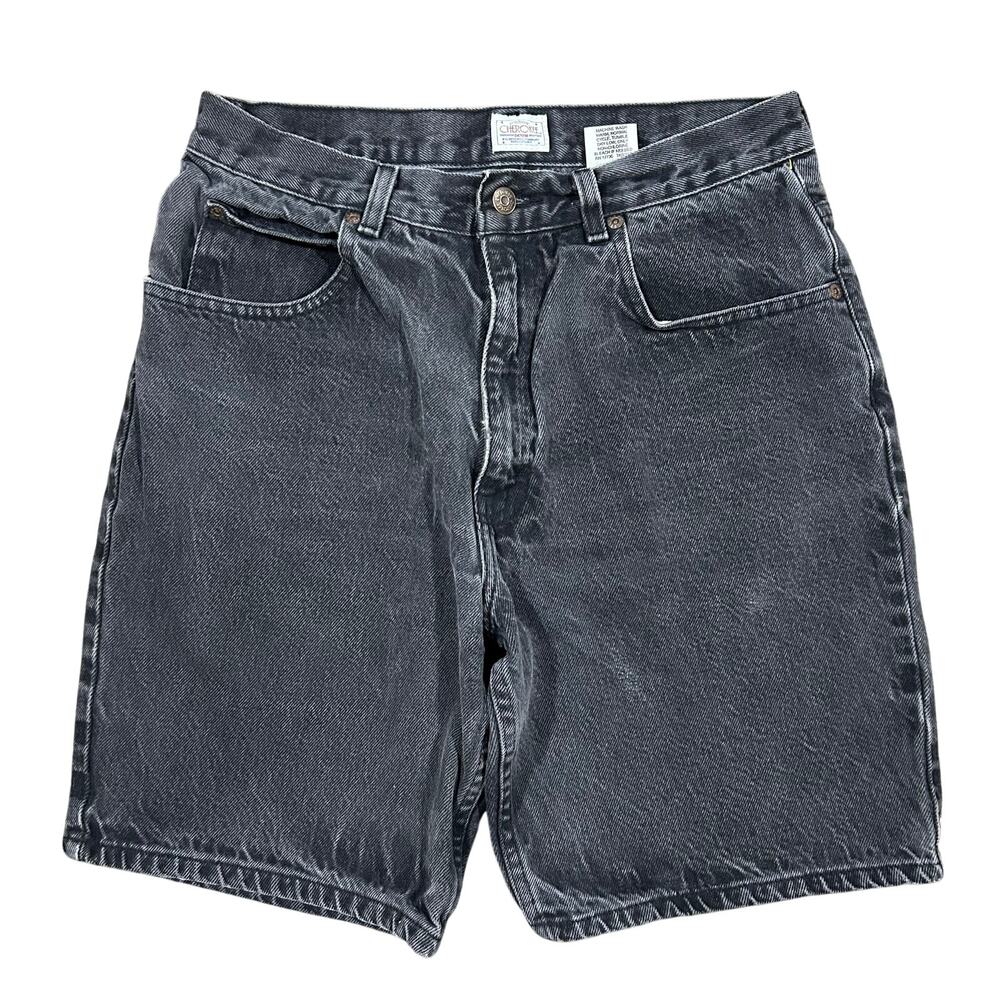 Vintage Black Denim Jean Shorts 30 Waist Y2K Cherokee 9 Inseam